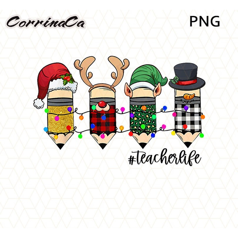 Cute Teacher Christmas Png, Christmas Pencils Sublimation, Teacher Life Png,Teacher Christmas Gift, School Christmas Png,Merry Christmas Png.jpg