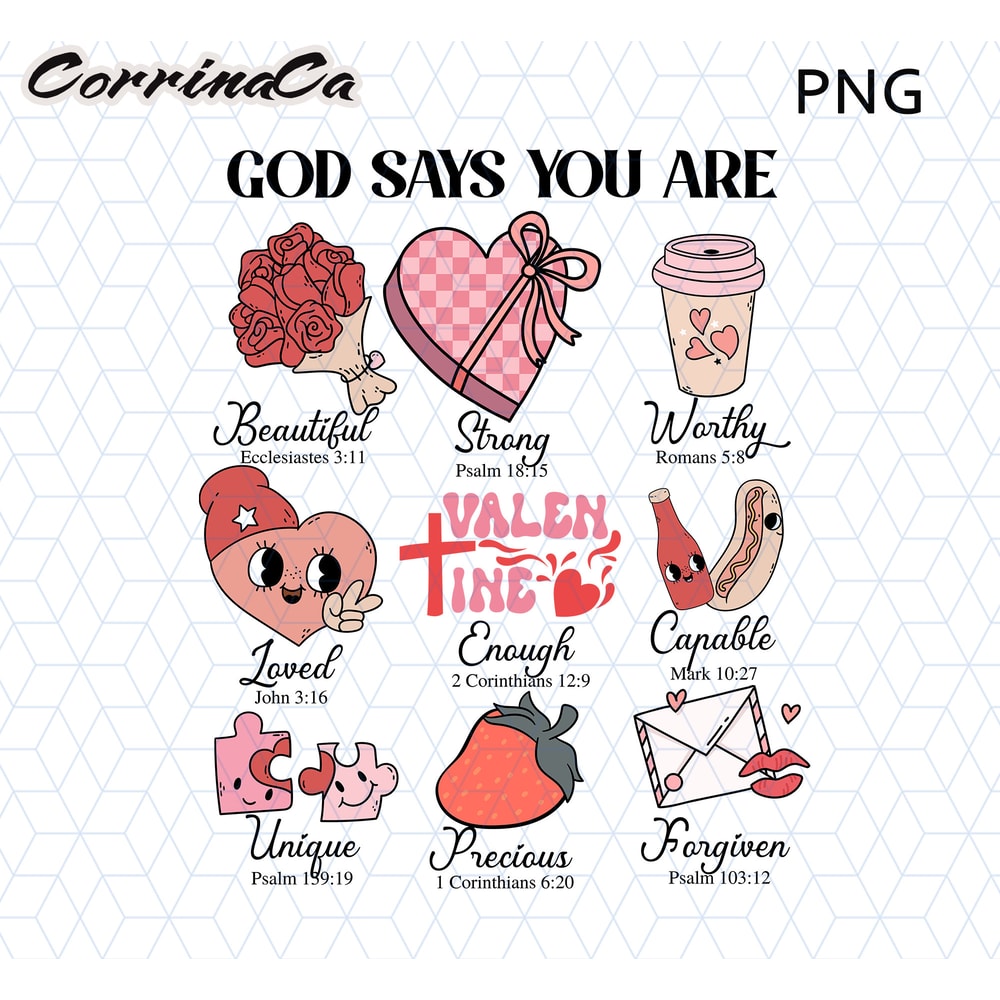 God Says I am Valentine Png, Jesus Valentine png, Christian Valentine png, Valentine Bible Verse png, Retro Valentine png, God Valentine Png.jpg