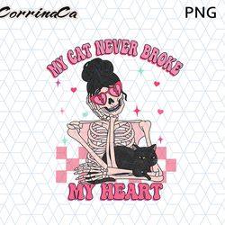 my cat never broke my heart png, skeleton black cat valentine png, anti valentine png, happy valentines day png, hearts