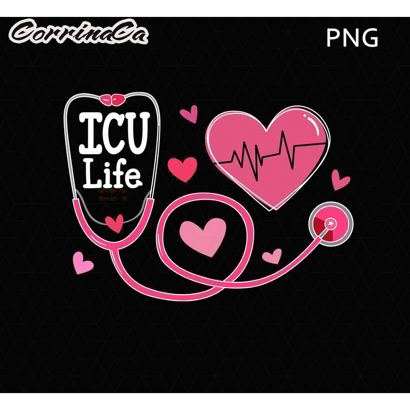 Nurse Valentine's Day PNG, Heart Stethoscope Heartbeat, ICU Life Nurse Valentines Png, Intensive Care Unit Nurse Valentine, Nurse Shirt Png.jpg