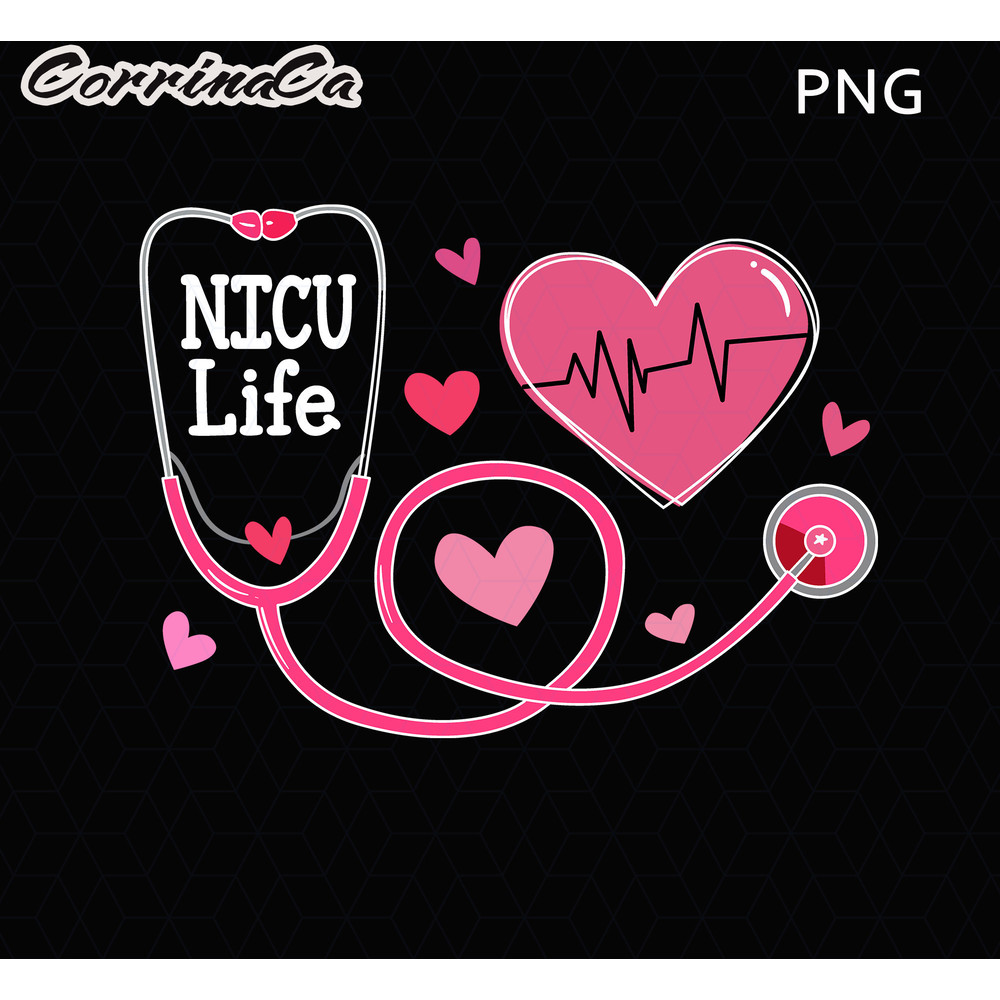 Nurse Valentine's Day PNG, Heart Stethoscope Heartbeat, NICU Life Nurse Valentines Png, Neonatal ICU Nurse Valentine, Nurse Shirt Png Design.jpg