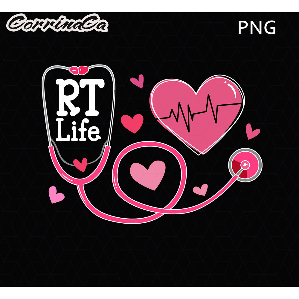 Nurse Valentine's Day PNG, Heart Stethoscope Heartbeat, RT Life Nurse Valentines Png, Valentine Sublimation Design, Nurse Shirt Png Design.jpg