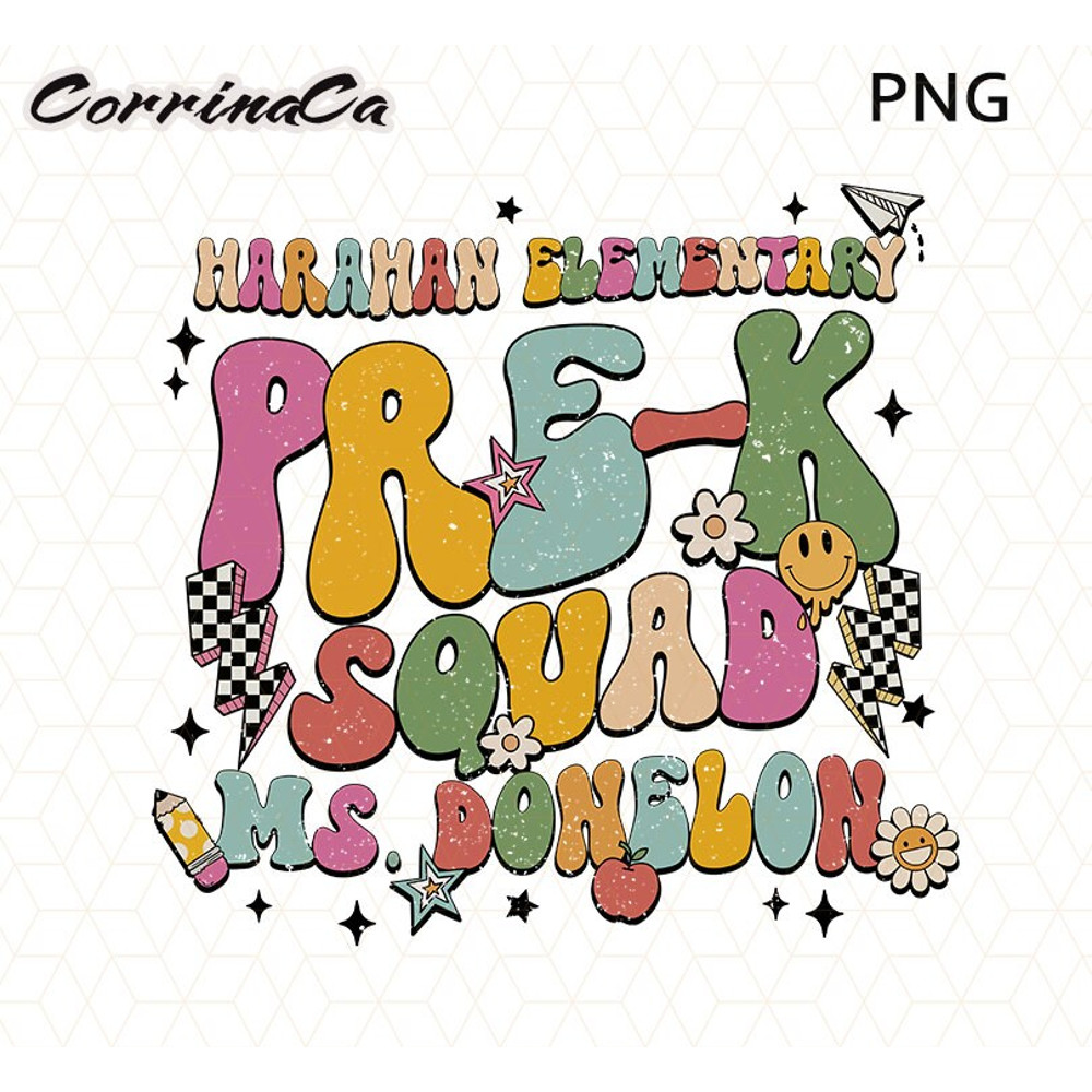 Personalized Pre-K Teacher Png, Custom Name Pre-K Teacher Png Gift For Pre-K Squad, Pre-K Team, Pre-K Crew, 100th Day Of School Teacher Png.jpg