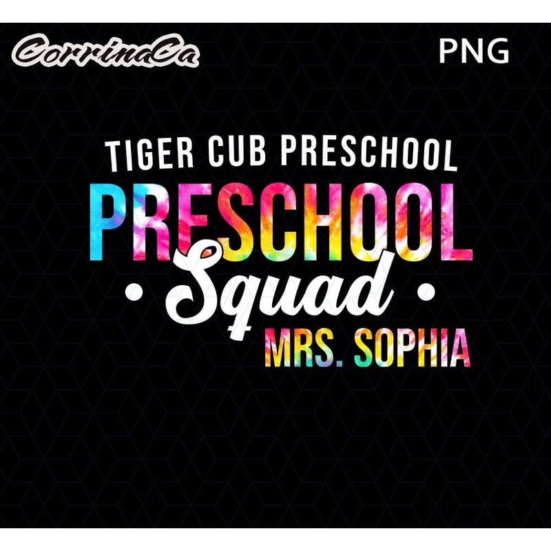 Personalized Preschool Teacher Png, Tie Dye Preschool Teacher Png, Custom Preschool Teacher Shirt Design, Preschool Teacher Png 100 Days Png.jpg