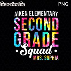 personalized second grade teacher png, tie dye second grade teacher png, custom 2nd grade teacher name shirt design, 2nd