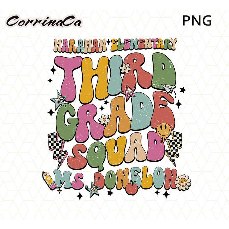 Personalized Third Grade Teacher Png, Custom 3rd Grade Teacher Png Gift For Third Grade Crew, Third Grade Team, Retro Third Grade Squad Png.jpg