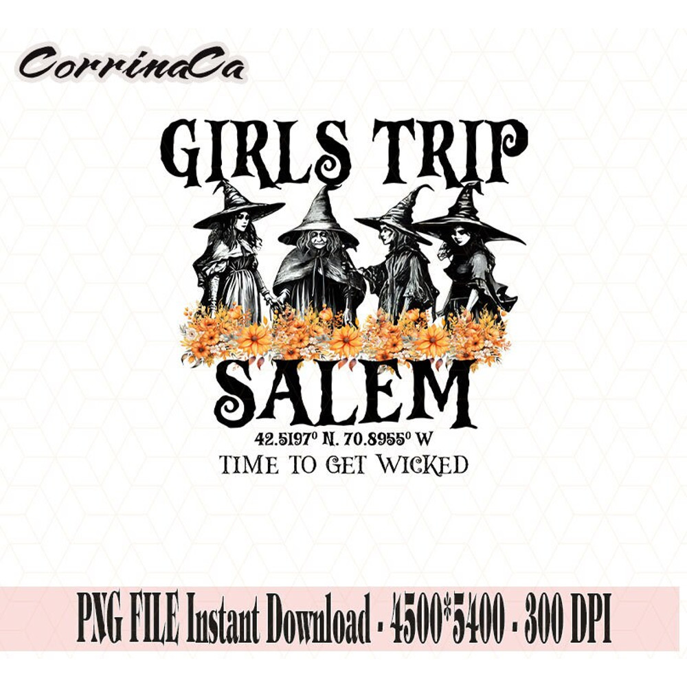 Retro Girls Trip Salem 1692 They Missed One Witch Halloween Png, Time To Get Wicked Png, Happy Halloween Png, Witch Png, Digital Download.jpg