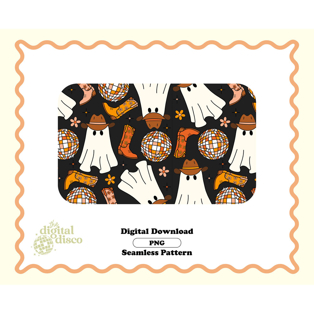 Halloween PNG, Ghost PNG, Western PNG, Cowboy png, Trendy png, Halloween Pattern, Sublimation Design, Seamless Pattern for Fabric.jpg