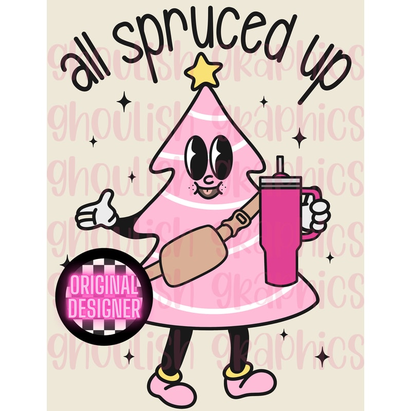 All Spruced Up Bougie Fir Life Bundle Stanley Tumbler Inspired Belt Bag PNG Sublimation Design Download Christmas Tree DTF Holiday Retro.jpg