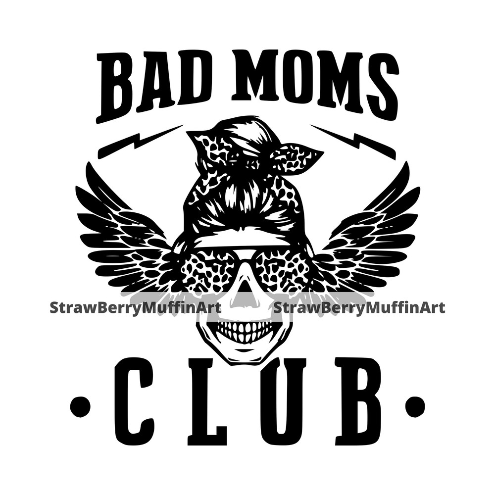 Bad Moms Club SVG, Messy Bun SVG, Skull Messy Bun svg, Messy bun Logo svg, Instant download.jpg