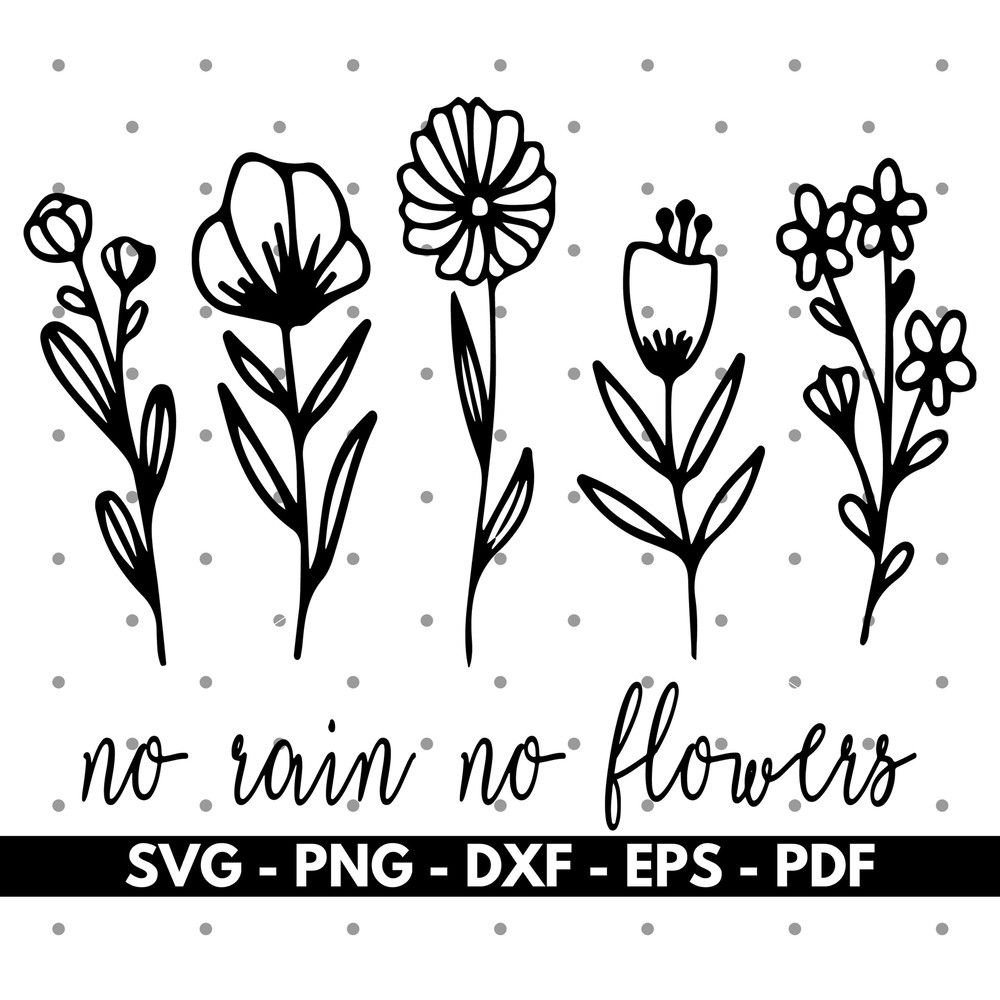 No rain no flowers svg, Flowers svg, Cricut and Silhouette files, Cut files, Vector, Instant download.jpg