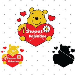sweet valentine svg, winnie the pooh svg, valentines day svg,  eeyore svg, piglet svg, winnie cricut file, instant downl