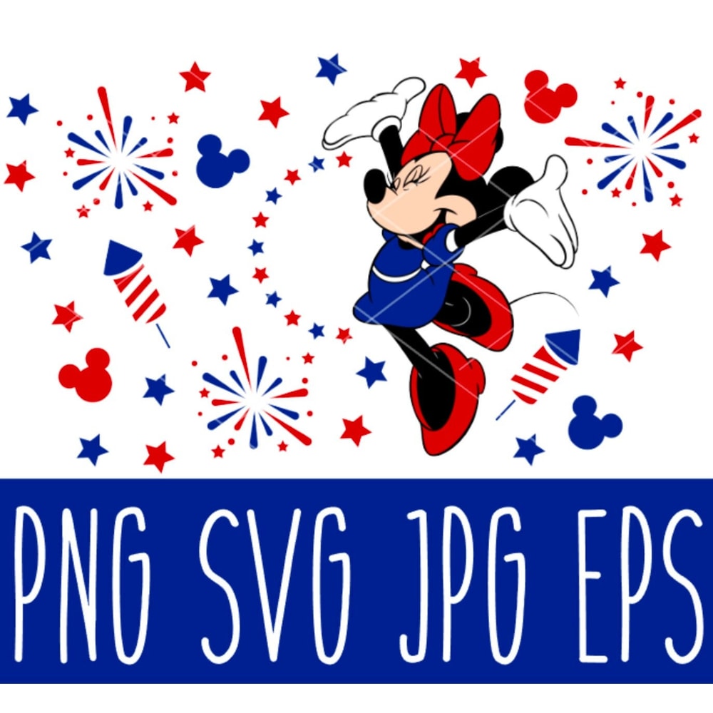 4th of July USA Girl Mouse Full Wrap Svg, Starbies Svg, Coffee Ring Svg, Cold Cup Svg, Cricut, Silhouette Vector Cut File.jpg