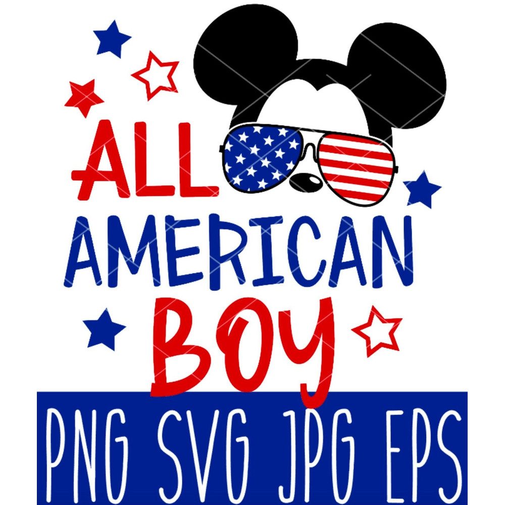 All American Boy Mouse Svg, 4th of July America Svg, USA Fourth of July Svg, Cricut, Silhouette Vector Cut File.jpg