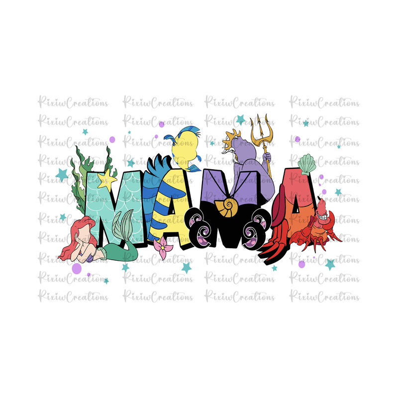Mermaid Mama Png, Mermaid Mama Svg, Mermaid Png Svg, Ariel Svg, Ariel Png, Princess Mama Png Svg, Digital File, Instant Download.jpg