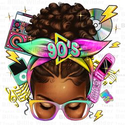 90s afro messy bun png sublimation design download, black messy bun png, 90s png, retro 90s png,90s vibes png,sublimate