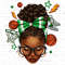 Afro messy bun Basketball green bow png sublimation design download, black woman png, sport messy bun png, sublimate designs download.jpg