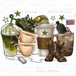 Army coffee cups png sublimation design download, 4th of July png, Independence Day png, USA flag png, sublimate designs
