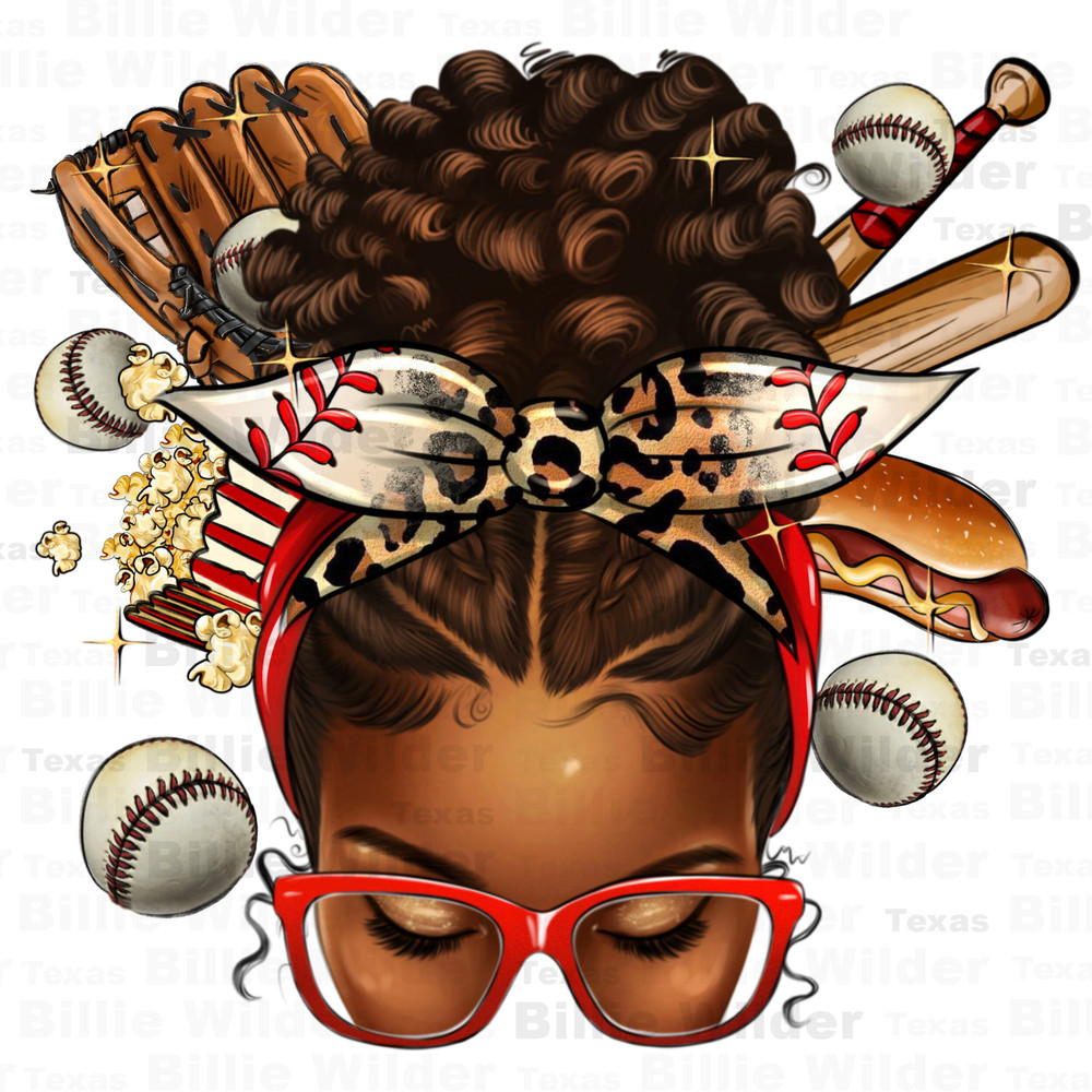 Baseball afro messy bun png sublimation design download, sport png, afro woman png, sport messy bun png, sublimate designs download.jpg
