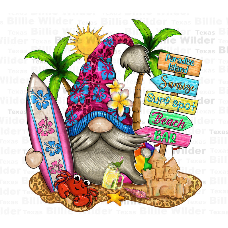 Beach gnome png sublimation design download, hello summer png, summer gnome png, summer vibes png, sublimate designs download.jpg