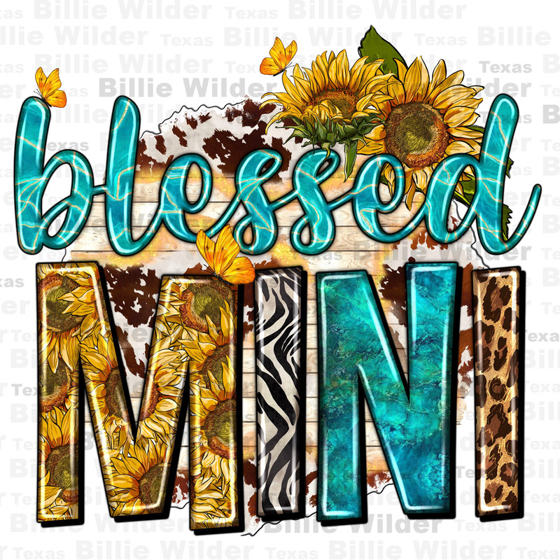 Blessed mini png sublimation design download, Christian png, western mini png, sunflowers design png, sublimate designs download.jpg