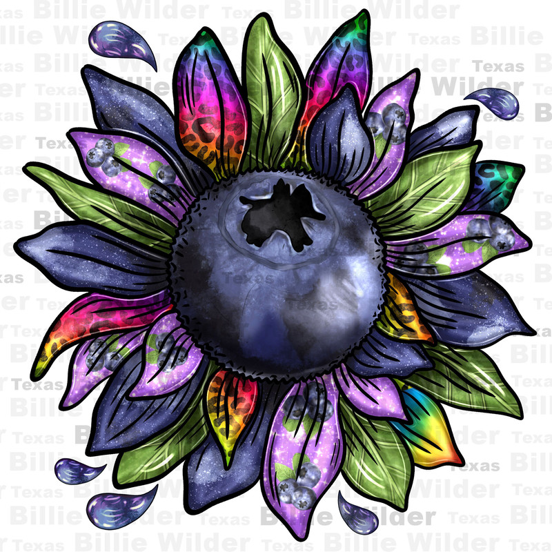 Blueberry sunflower png sublimation design download, summer furit png, hello summer png, fruit sunflower png, sublimate designs download.jpg