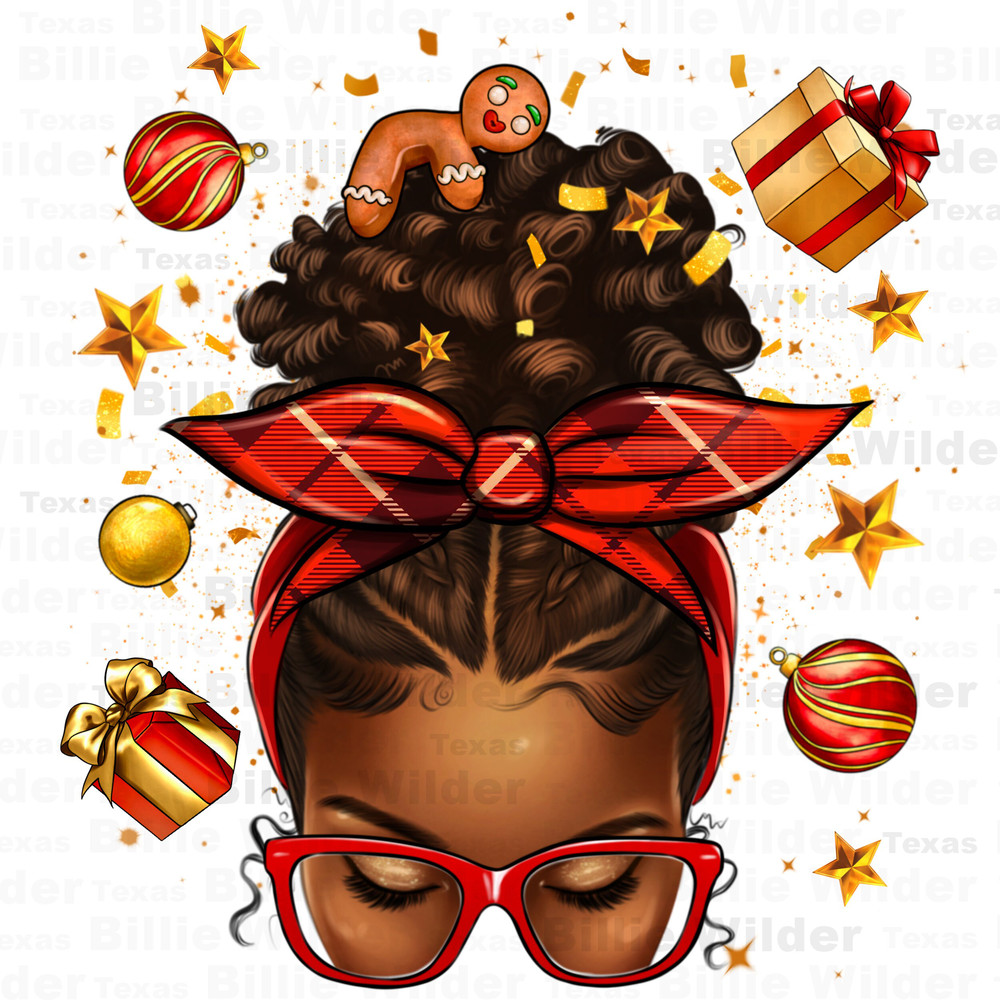 Christmas afro messy bun png, Merry Christmas png, Happy New Year png, Christmas messy bun png, sublimate designs download.jpg