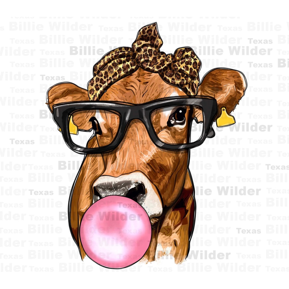 Cow lick with leopard bandana png, hand drawn cow png, cow with bandana png, cute cow png, western cow png, sublimate designs download.jpg