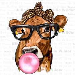 cow lick with leopard bandana png, hand drawn cow png, cow with bandana png, cute cow png, western cow png, sublimate de