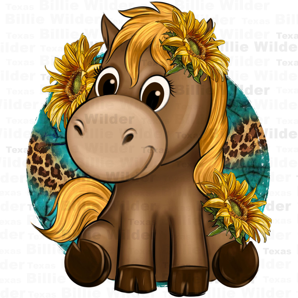 Cute baby Horse and sunflowers png sublimation design download, hand drawn horse png, horse png, animal png, baby horse png,designs download.jpg