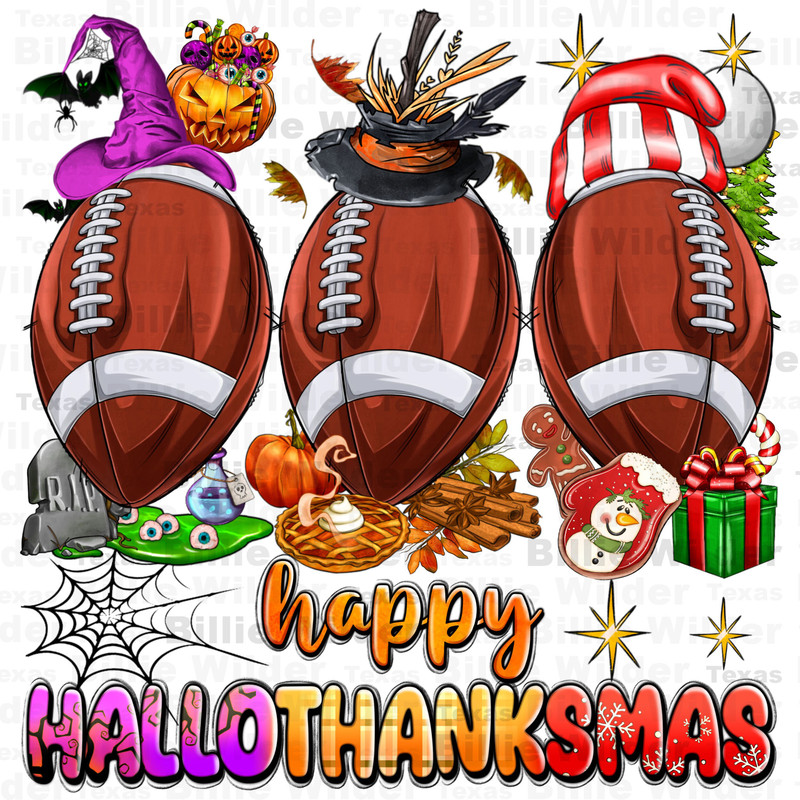 Happy Hallothanksmas Football png sublimation design download, Thanksgiving png, Christmas png, Halloween png, Football png,designs download.jpg