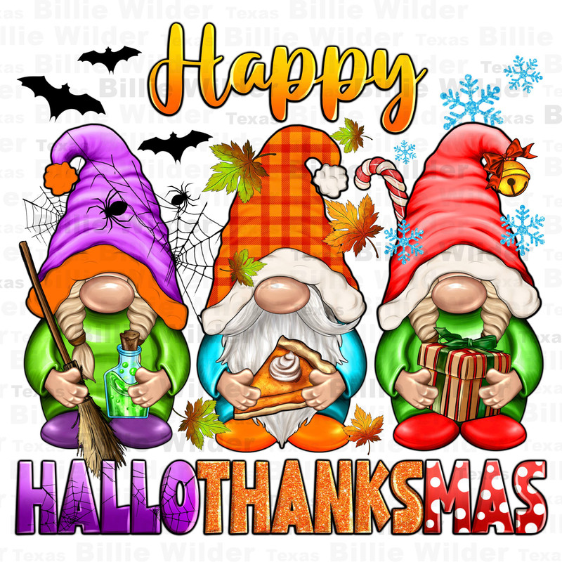 Happy Hallothanksmas gnomes png sublimation design download, Thanksgiving png, Christmas png, Halloween png, gnomes png, designs download.jpg