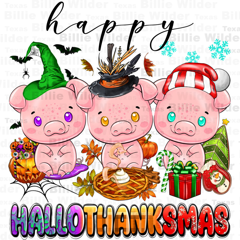 Happy Hallothanksmas Pigs png sublimation design download, Thanksgiving png, Christmas png, Halloween png, animal png, designs download.jpg