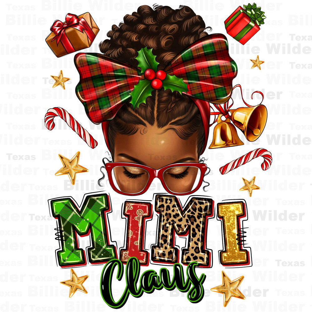Mimi Claus afro messy bun png, Merry Christmas png, Happy New Year png, Christmas mimi png, messy bun mimi png, sublimate designs download.jpg