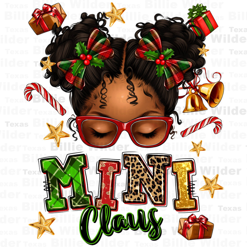 Mini Claus afro messy bun png, Merry Christmas png, Happy New Year png, Christmas mini png, messy bun mini png, sublimate designs download.jpg