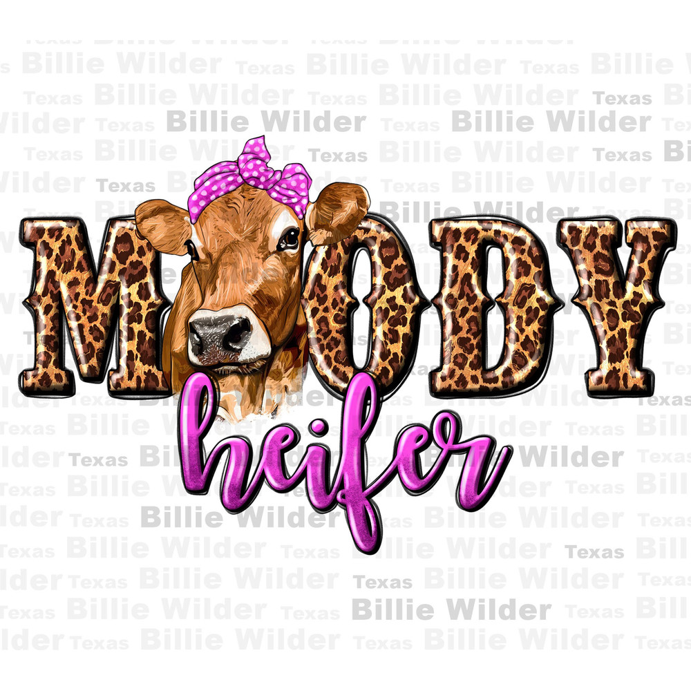 Moody heifer with leopard png sublimation design download, hand drawn cow png, cute cow png, heifer cow png, sublimate designs download.jpg