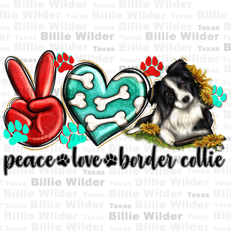 Peace love Border Collie png sublimation design download, hand drawn dog png, cute dog png, dog love png, sublimate designs download.jpg