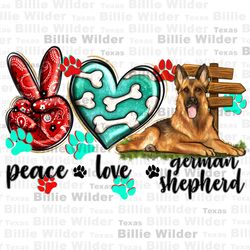 peace love german shepherd png, hand drawn dog png, cute dog png, dog love png, german shepherd png, sublimate designs d