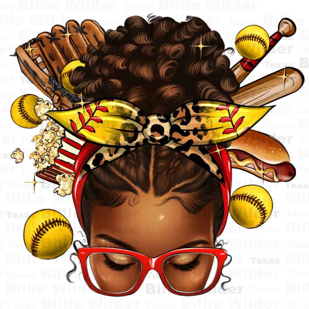 Softball afro messy bun png sublimation design download, sport png, afro woman png, sport messy bun png, sublimate designs download.jpg