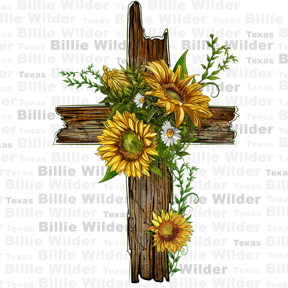 Sunflowers cross png sublimation design download, Christian png, Religious png, wooden cross png, Faith png, sublimate designs download.jpg