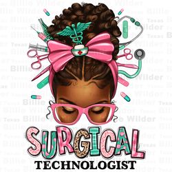 surgical technologist afro messy bun png sublimation design download, surgical technologist png, afro messy bun png, des