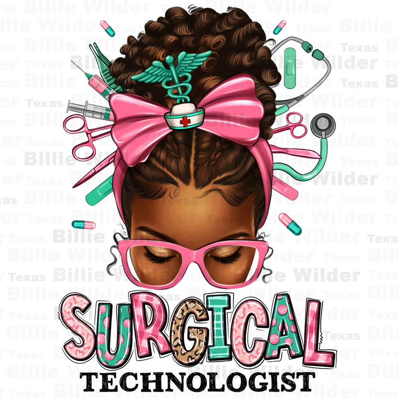 Surgical technologist afro messy bun png sublimation design download, Surgical technologist png, afro messy bun png, designs download.jpg