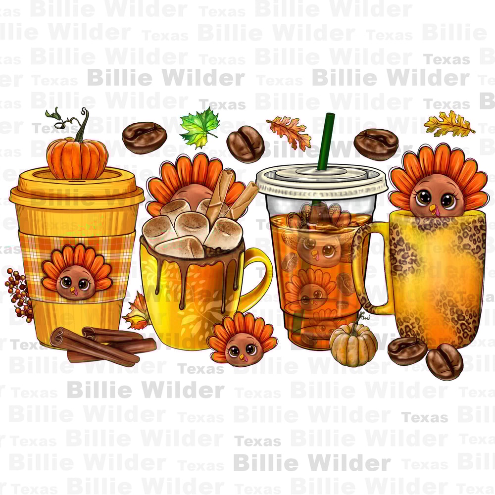 Thanksgiving coffee cups png sublimation design download, Hello Fall png, Autumn png, Fall vibes png, coffee love png,sublimate download.jpg