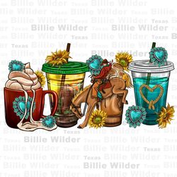 western rodeo coffee cups png sublimation design download, coffee cups png, sunflowers coffee cups png, coffee love png,