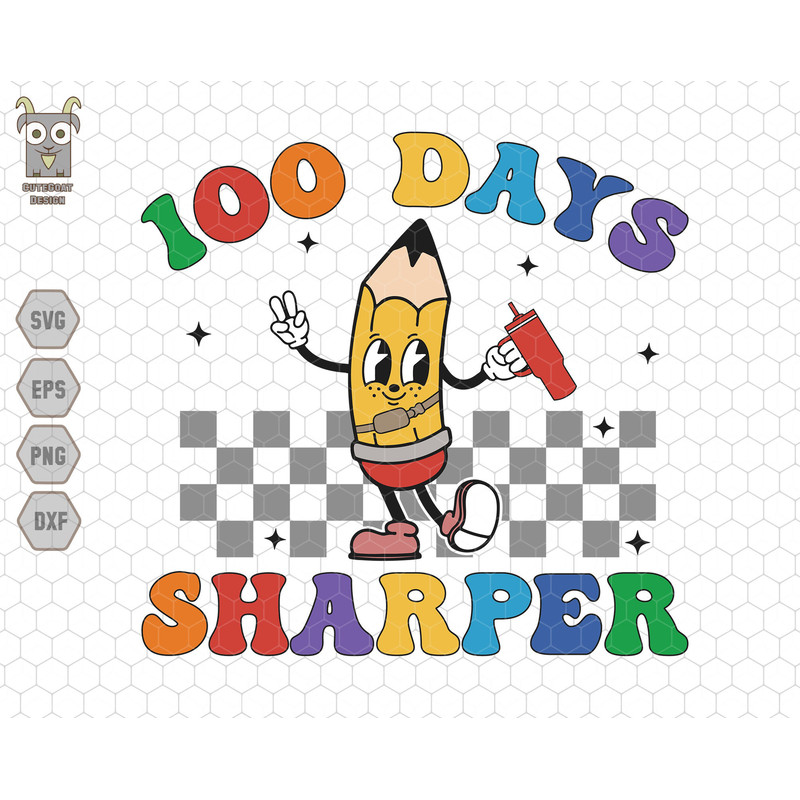 100 Days Sharper Svg, Cray-on Svg, 1st Day Of School Svg, Back To School, Teacher Appreciation, Stanley Tumbler Belt Bag, 100 Days Teacher.jpg