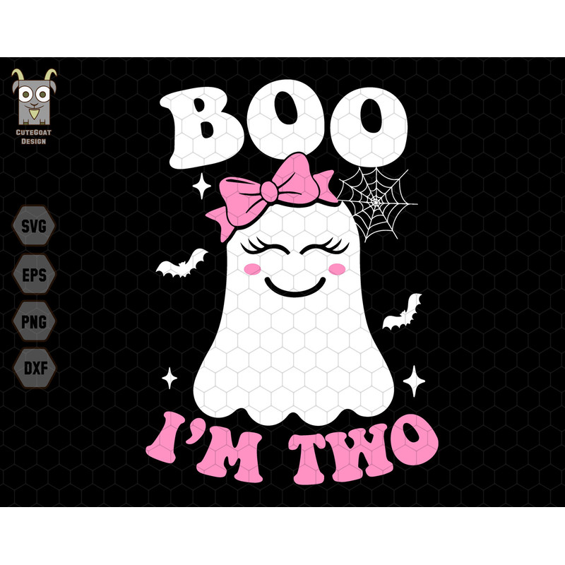 Boo I'm Two Svg, Halloween Costume Svg, Cute Ghost Girl Svg, Boo Ghost Svg, Birthday Kids Halloween Svg, Digital File Svg, Instant Download.jpg