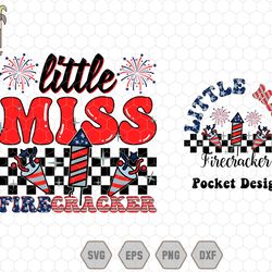 little miss firecracker svg, kid 4th of july svg, retro 4th of july svg, kids sublimation, groovy 4th july,american girl