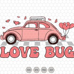 love bug svg, happy valentines day, valentines heart svg, valentine vibes svg, car love svg, xoxo, retro valentine svg,