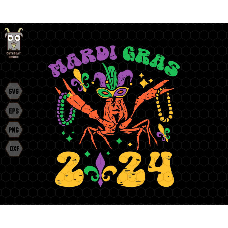Mardi Gras 2024 Svg, Crawfish Mardi Gras Svg, Carnival Svg, Masquerade Carnival Svg, Festival Svg, Mardi Gras Carnival Svg, Gras Attire Svg.jpg