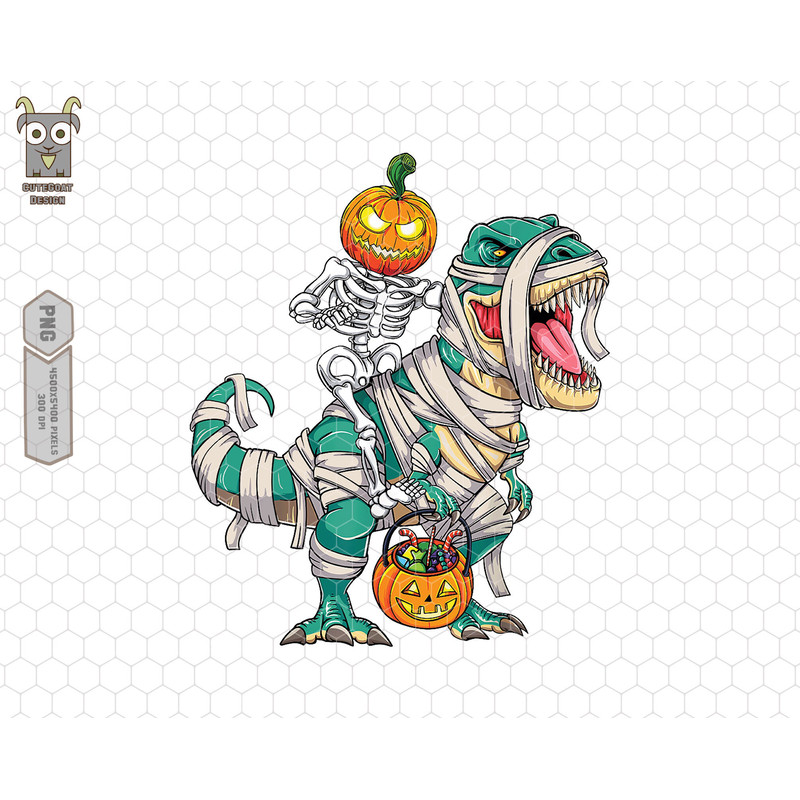Skeleton Halloween Png, Mummy Dinosaur Png, T-rex Halloween, Pumpkin Spooky, Halloween Dinosaur Png, T-rex Mummy Png, Trick Or Treat Png.jpg